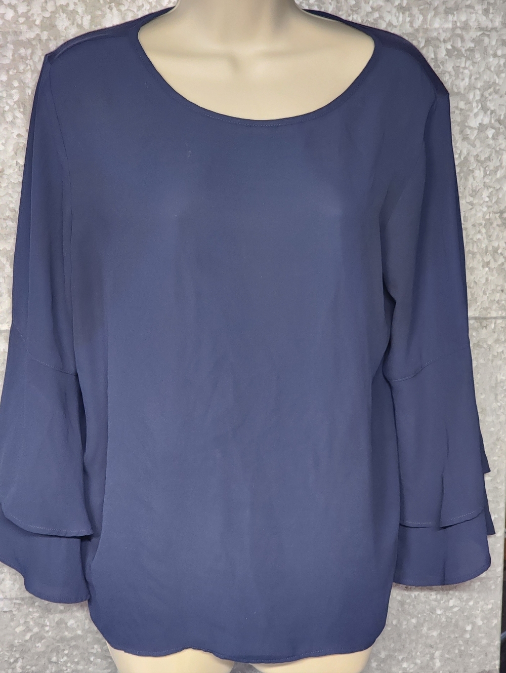 Loft Blue Lined 3/4 Bell Sleeve Blouse Womens Medium